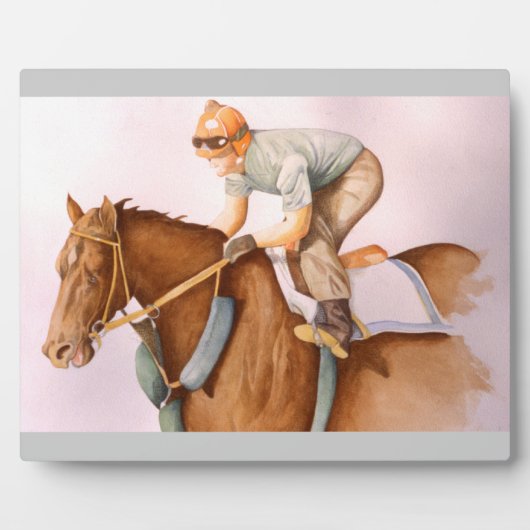 Plaque Photo Cheval de course et Jockey (Devant)