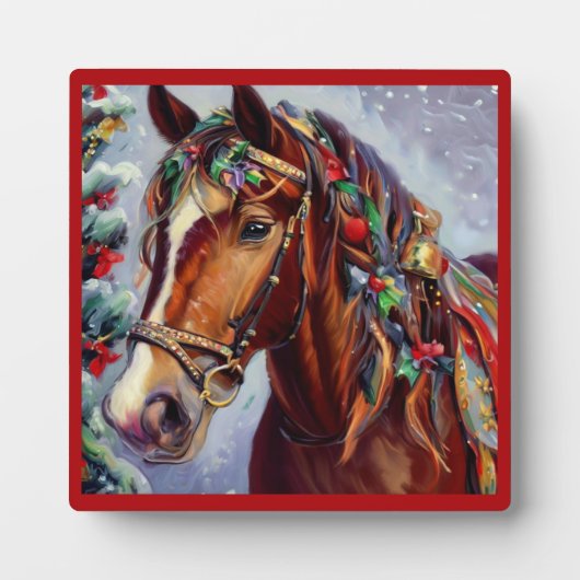 Plaque Photo Cheval de Noël 2 (Devant)
