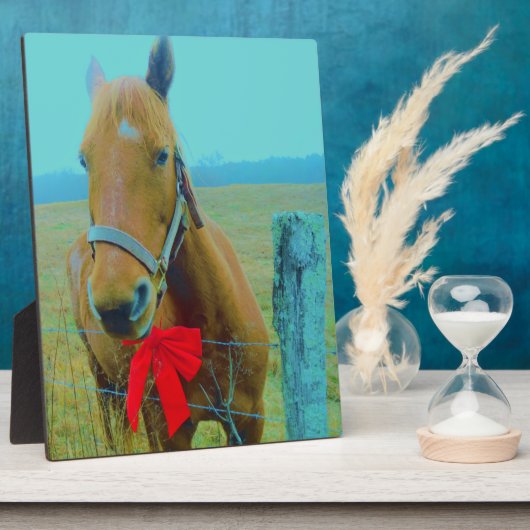 Plaque Photo Cheval de Noël rétro (Côté)