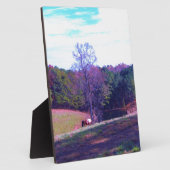 Plaque Photo Cheval éloigné dans un champ violet (Côté)