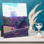 Plaque Photo Cheval éloigné dans un champ violet (Côté)