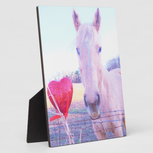 Plaque Photo Cheval jaune et Coeur rouge (Côté)