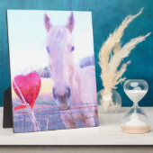 Plaque Photo Cheval jaune et Coeur rouge (Côté)