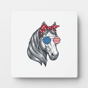 Plaque Photo Cheval Patriotique Avec Lunettes De Soleil Drapeau