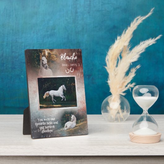 Plaque Photo Cheval Préféré Bonjour Rust & Navy (Côté)