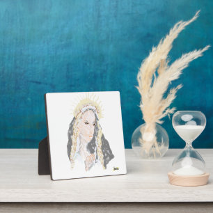 Plaque Photo Chevalet de table avec toile : Vierge Marie