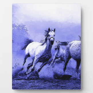 Plaque Photo Chevaux de course et Lune Bleue