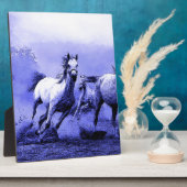 Plaque Photo Chevaux de course et Lune Bleue (Côté)