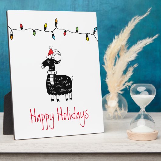 Plaque Photo Chèvre de Noël lunatique (Côté)