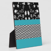 Plaque Photo chevron floral bleu (Côté)