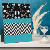 Plaque Photo chevron floral bleu (Côté)