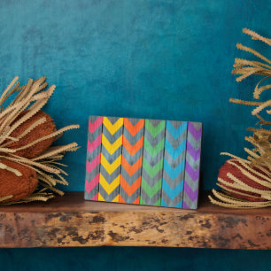 Plaque Photo Chevron Motif On Wood Texture par Shirley Taylor