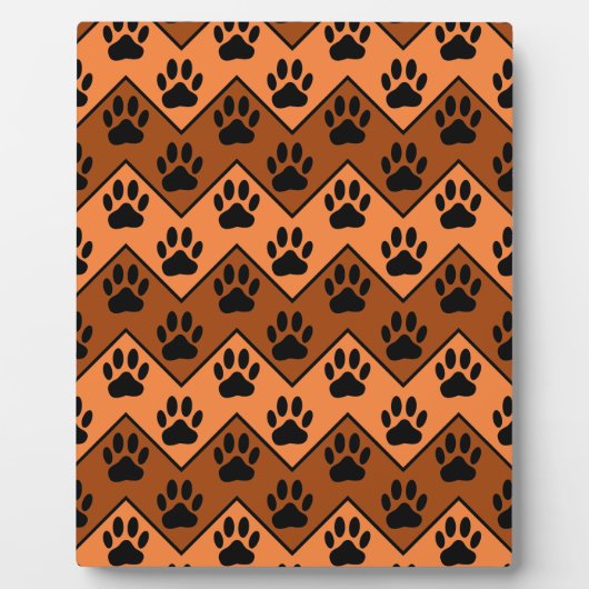 Plaque Photo Chevron Orange Brown Avec Motif Paw Chien (Devant)
