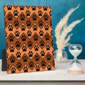 Plaque Photo Chevron Orange Brown Avec Motif Paw Chien (Côté)