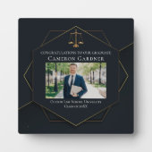 Plaque Photo Chic Black Gold Law School Graduation Photo (Devant)