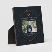 Plaque Photo Chic Black Gold Law School Graduation Photo (Recto)