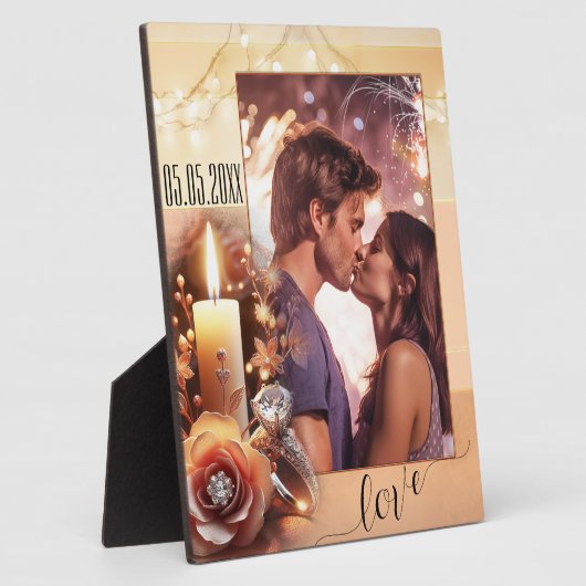 Plaque photo chic Boho romantique Fiançailles (Côté)