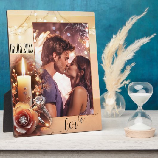 Plaque photo chic Boho romantique Fiançailles (Côté)