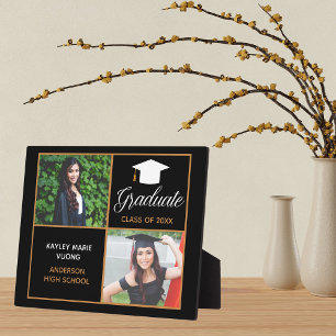 Plaque Photo Chic Custom Graduate Photo Black Gold Graduate
