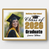 Plaque Photo Chic Gold Class of 2026 Graduation Photo (Devant)