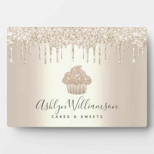 Plaque Photo Chic Gold Cupcake Parties scintillant Drivers Bake (Devant)