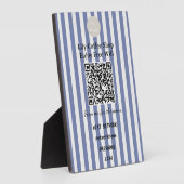 Plaque Photo Chic rayures bleu foncé et blanc QR Code Wifi (Côté)