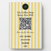 Plaque Photo Chic Yellow & White Stripes QR Code Wifi (Devant)