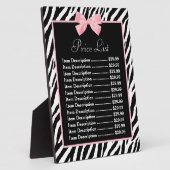 Plaque Photo Chic Zebra Print Light True Pink Ribbon Tarificati (Côté)