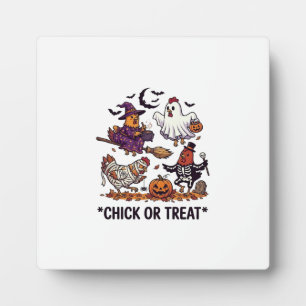 Plaque Photo Chick Or Treat Haloween Poulets Sorcière Fantôme C