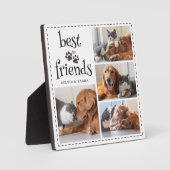Plaque Photo Chien Chat Meilleurs Amis Empreintes 4 Photos Pers (Recto)