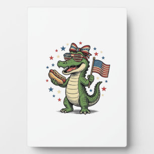 Plaque Photo Chien Chaud Alligator Patriotique Vintage Vector T