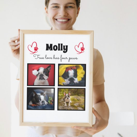 Plaque Photo Chien collage customisé 4 photos