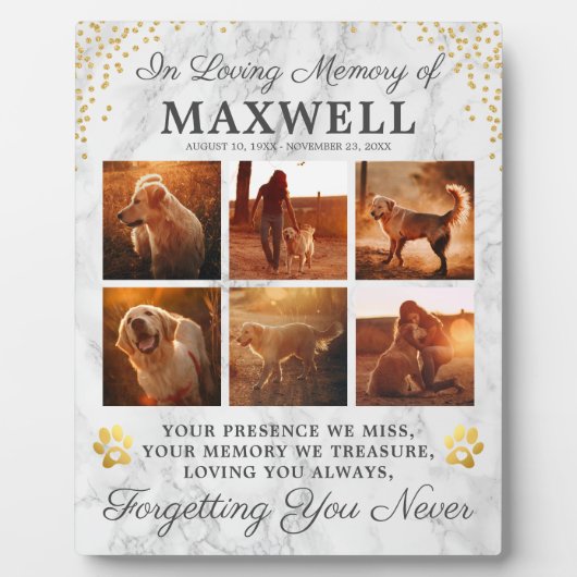 Plaque Photo Chien commémoratif en marbre moderne (Devant)