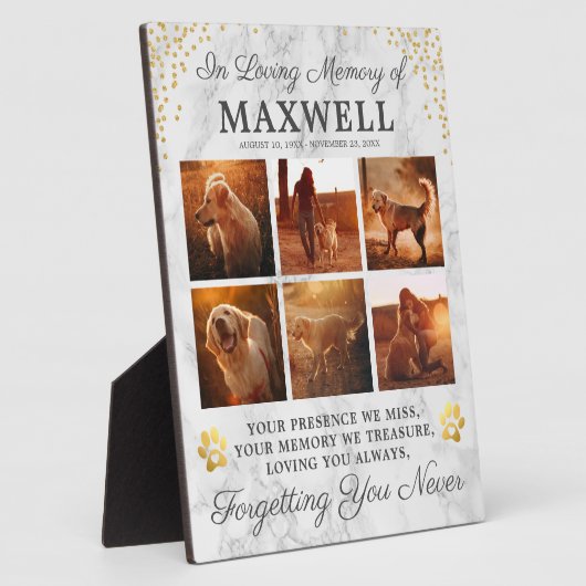 Plaque Photo Chien commémoratif en marbre moderne (Côté)