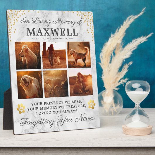 Plaque Photo Chien commémoratif en marbre moderne (Côté)