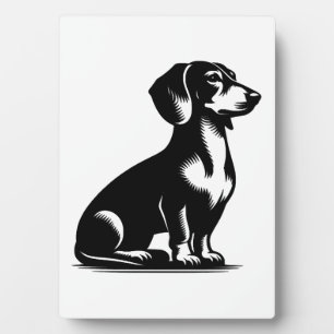 Plaque Photo Chien de Chasse Classique Dessin de Dachshund Vint