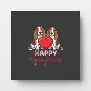 Plaque Photo Chien de la Saint-Valentin Basset Hound Floral