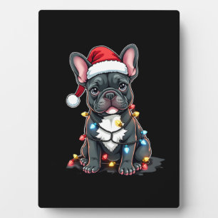 Plaque Photo Chien de Noël Bouledogue Français Xmas Frenchie 3