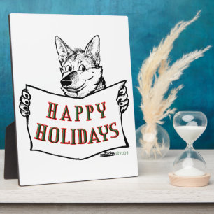 Plaque Photo Chien de Noël : Joyeuses fêtes !