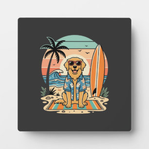 Plaque Photo Chien de surf Rétro Plage Été