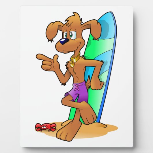 PLAQUE PHOTO CHIEN DE SURFER (Devant)