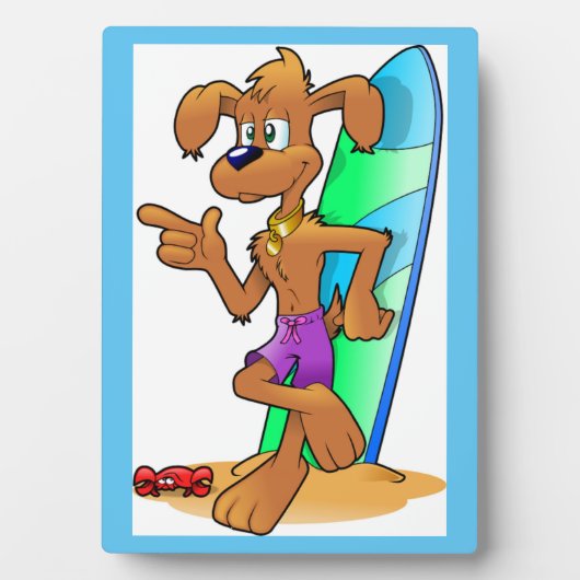 PLAQUE PHOTO CHIEN DE SURFER (Devant)