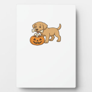 Plaque Photo Chien d'Halloween avec os et T classique Pal Pumpk