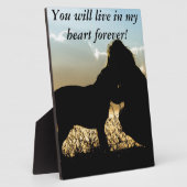 Plaque Photo Chien et femme au coucher du soleil (Côté)