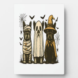 Plaque Photo Chien fantôme de Halloween rétro Bouledogue frança