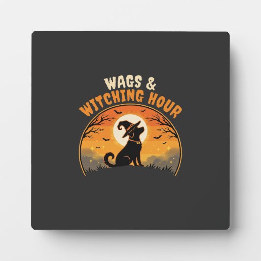 Plaque Photo Chien Halloween Clair de lune (Devant)