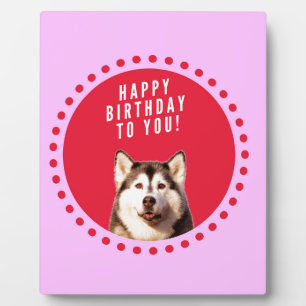 Plaque Photo Chien Husky Sibérien mignon qui souhaite un joyeux