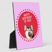 Plaque Photo Chien Husky Sibérien mignon qui souhaite un joyeux (Côté)