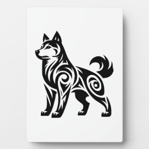Plaque Photo Chien Husky Tribal Puissant Mystique