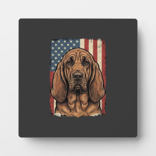 Plaque Photo Chien Limier Patriotique Drapeau Américain Art_1